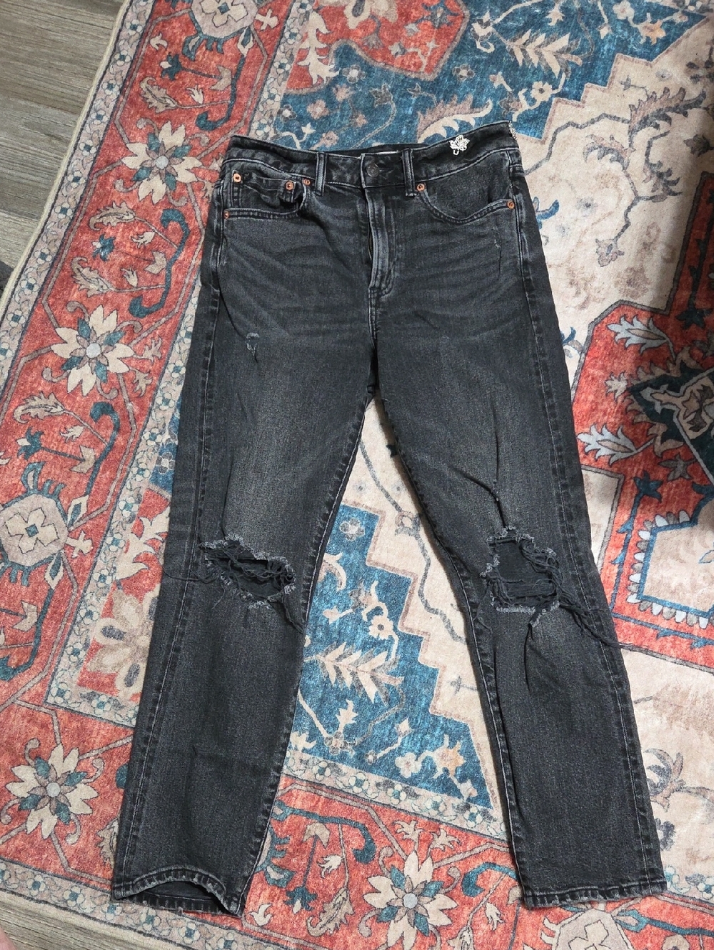 American Eagle Outfitters Black Distressed Skinny Jeans